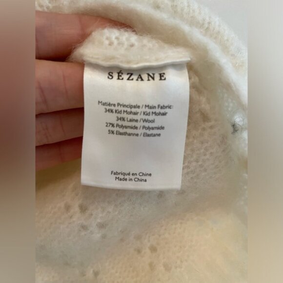 Sézane white sweater w/black ruffle trim, size XS - Picture 6 of 7